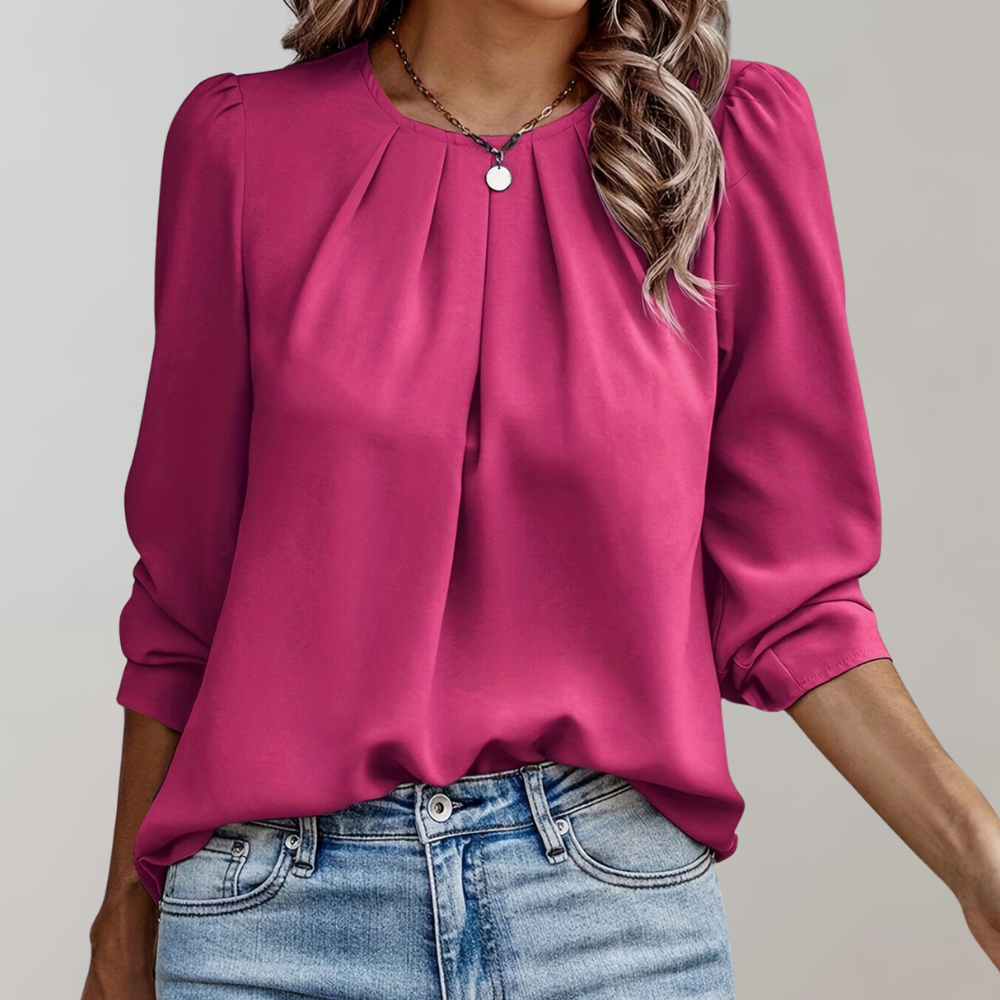 EVELYN | Damenbluse mit Falten und Puffärmeln