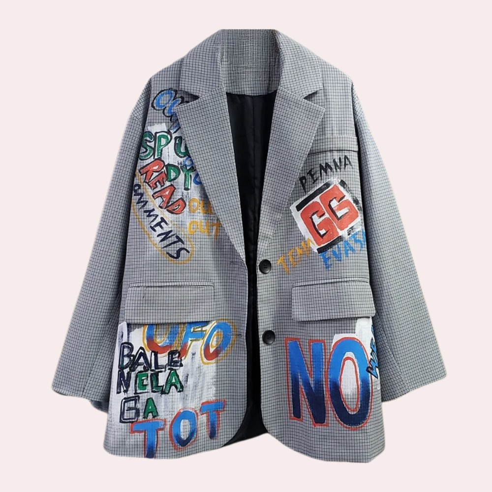 Berthe - Übergroßer Damenblazer mit Text