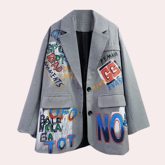 Berthe - Übergroßer Damenblazer mit Text