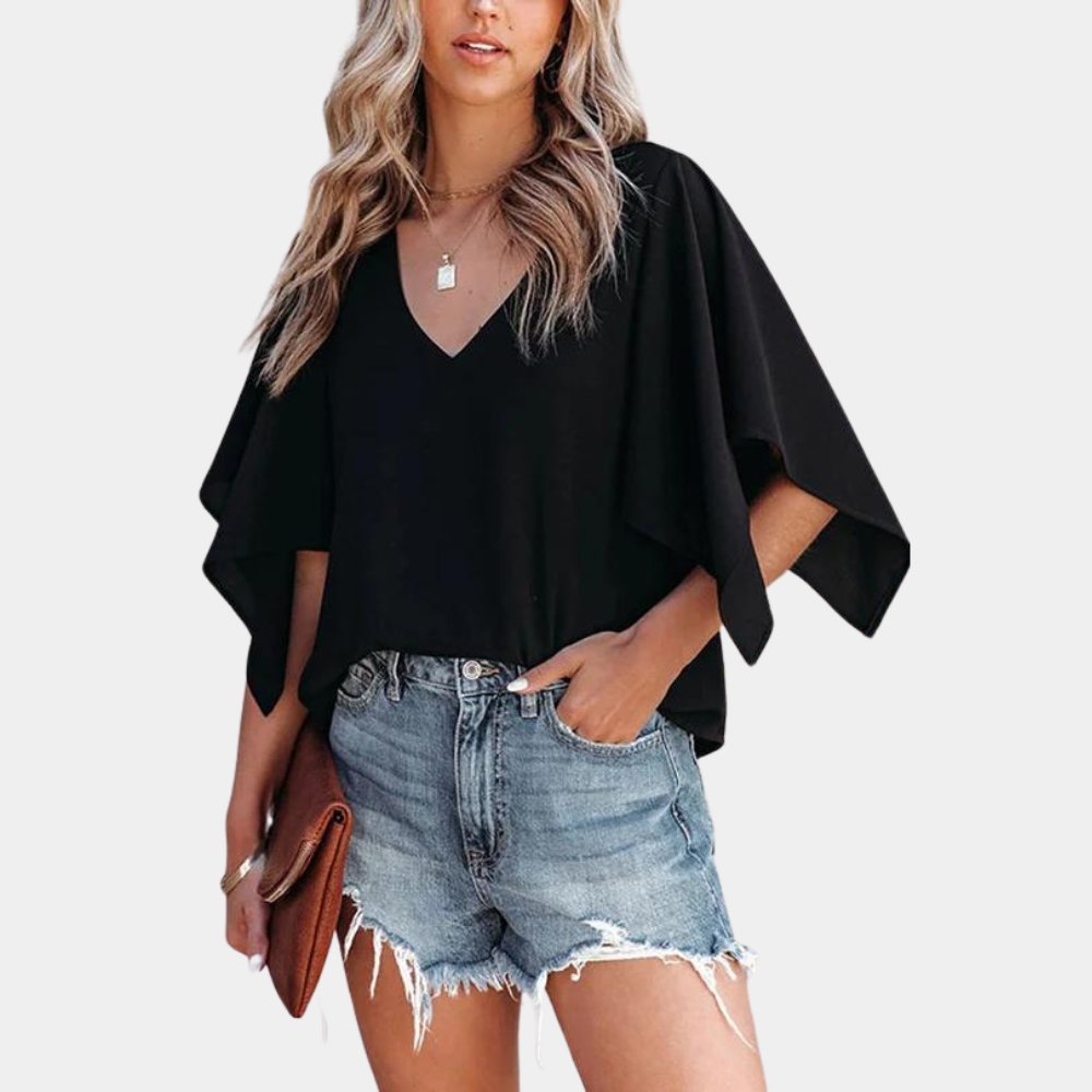 FRINA | Damen Sommerbluse mit modischen Ärmeln