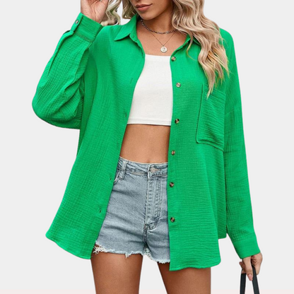 Viviana - Lässige Damen Sommerbluse mit Tasche