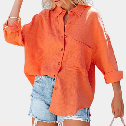 Viviana - Lässige Damen Sommerbluse mit Tasche