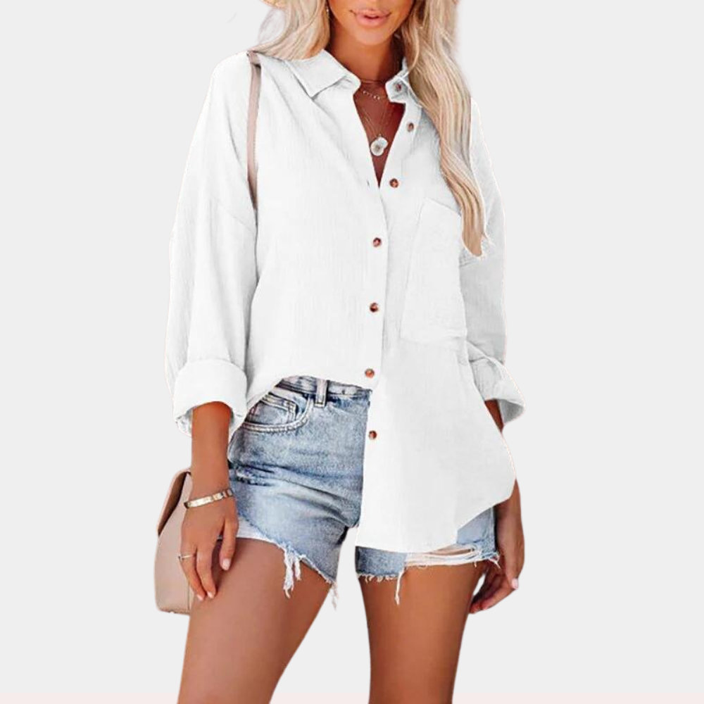 Viviana - Lässige Damen Sommerbluse mit Tasche