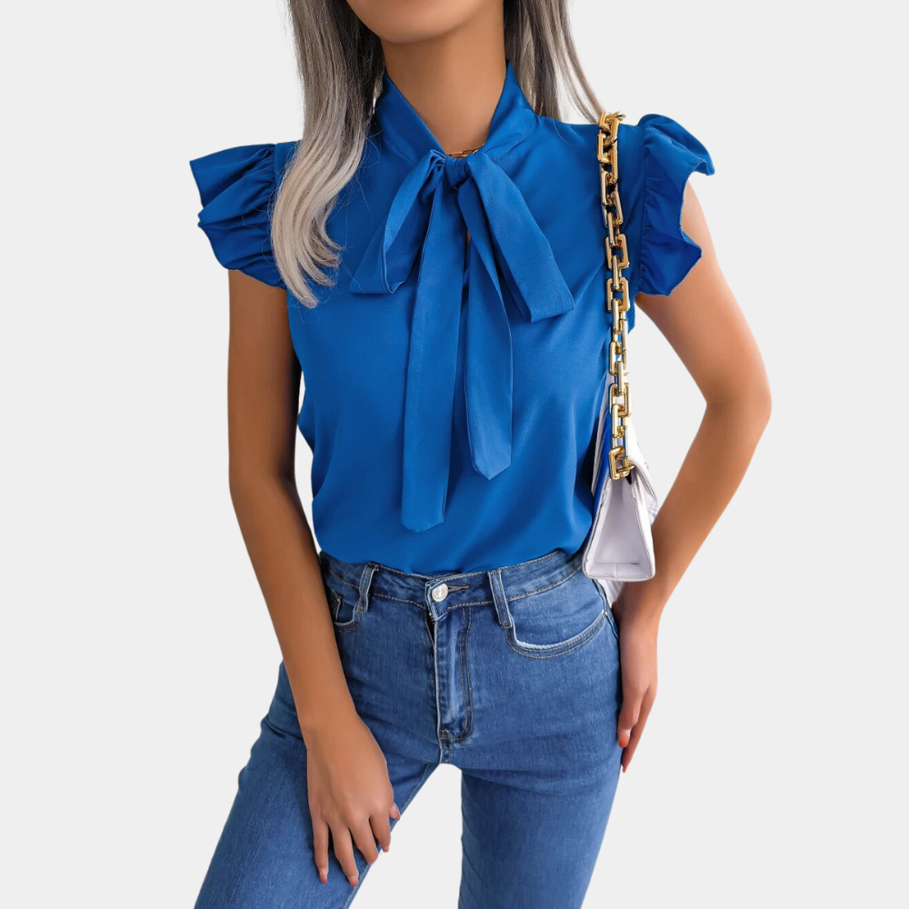 Gail - Damen Sommerbluse mit Schleifenkragen