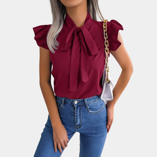 Gail - Damen Sommerbluse mit Schleifenkragen