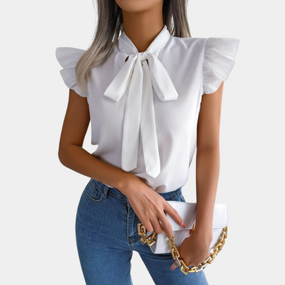 Gail - Damen Sommerbluse mit Schleifenkragen