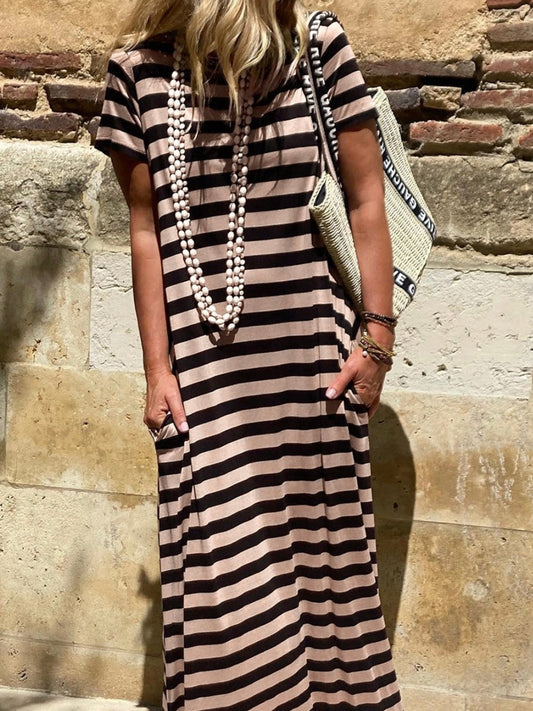 Cafe gestreiftes Maxikleid