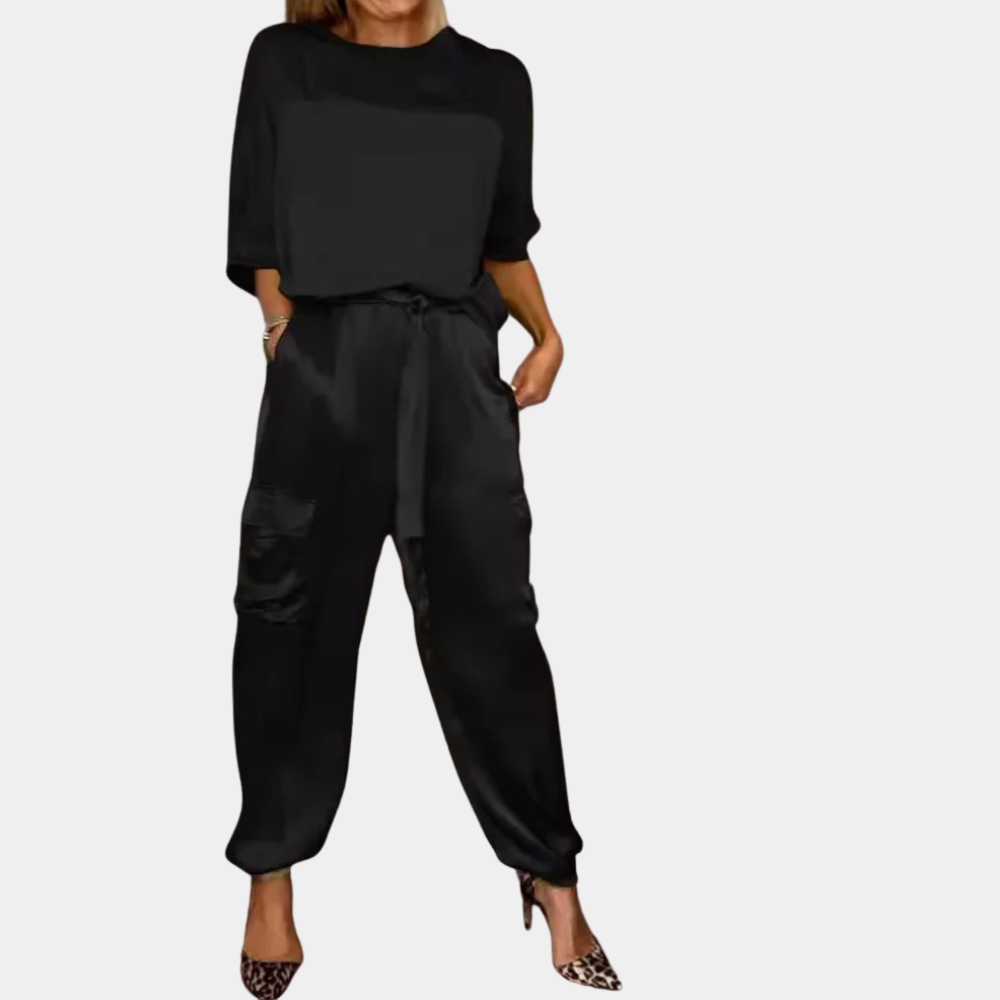 Danika - Elegantes Satin-Chic-Set [Oberteil + Hose]