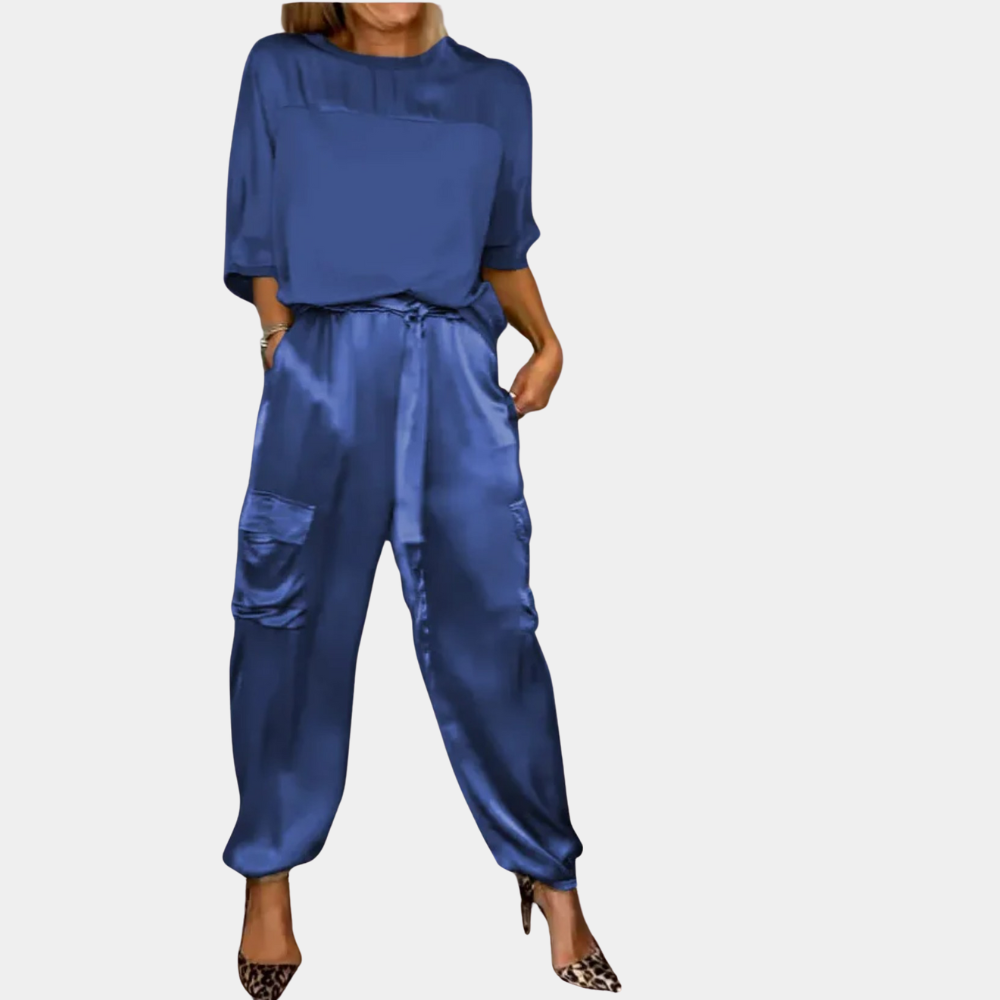 Danika - Elegantes Satin-Chic-Set [Oberteil + Hose]