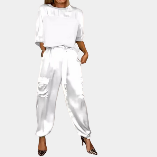 Danika - Elegantes Satin-Chic-Set [Oberteil + Hose]