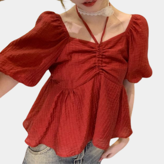 Nanna - Modische Damenbluse mit Puffärmeln