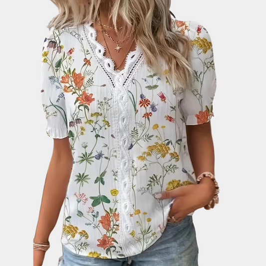 Suus - Geblümte Bluse mit Spitze