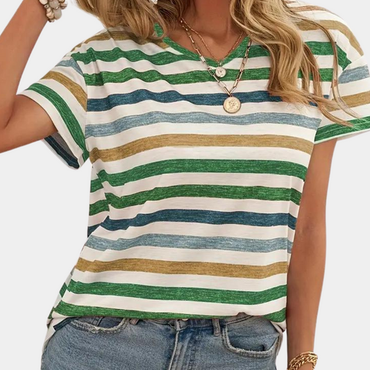 Talia | Casual T-Shirt mit mehrfarbigen Streifen