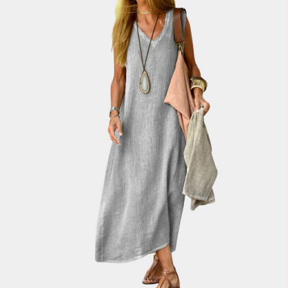 Lässiges Maxikleid mit V-Ausschnitt für Frauen