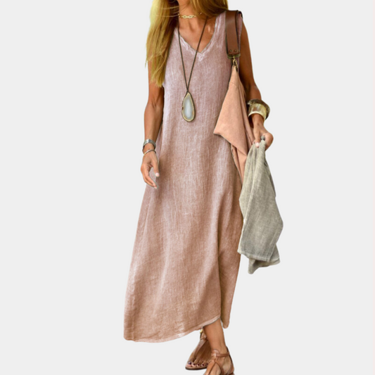 Lässiges Maxikleid mit V-Ausschnitt für Frauen