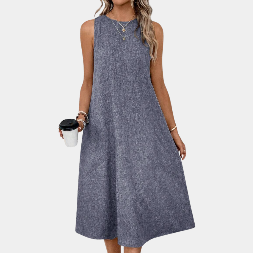 Einfaches Kleid mit Rundhalsausschnitt für Frauen