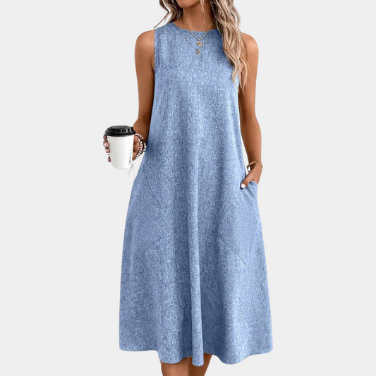 Einfaches Kleid mit Rundhalsausschnitt für Frauen