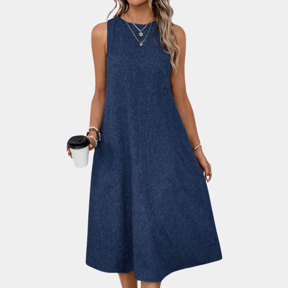 Einfaches Kleid mit Rundhalsausschnitt für Frauen