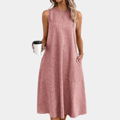 Einfaches Kleid mit Rundhalsausschnitt für Frauen