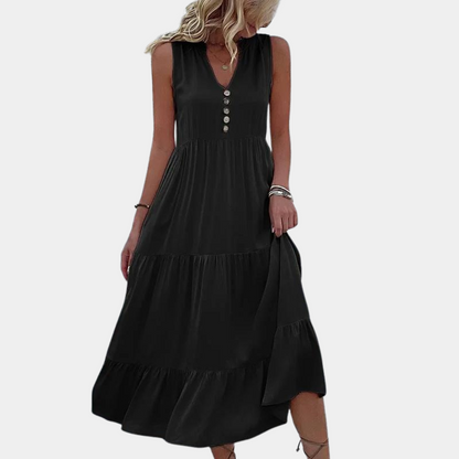 Ksenija - Lässiges Kleid mit V-Ausschnitt für Frauen
