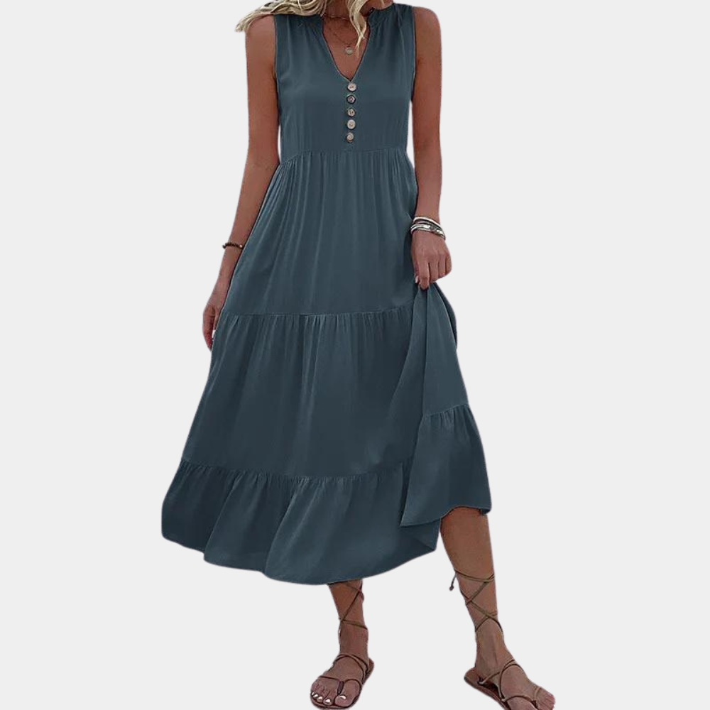 Ksenija - Lässiges Kleid mit V-Ausschnitt für Frauen