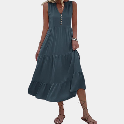 Ksenija - Lässiges Kleid mit V-Ausschnitt für Frauen