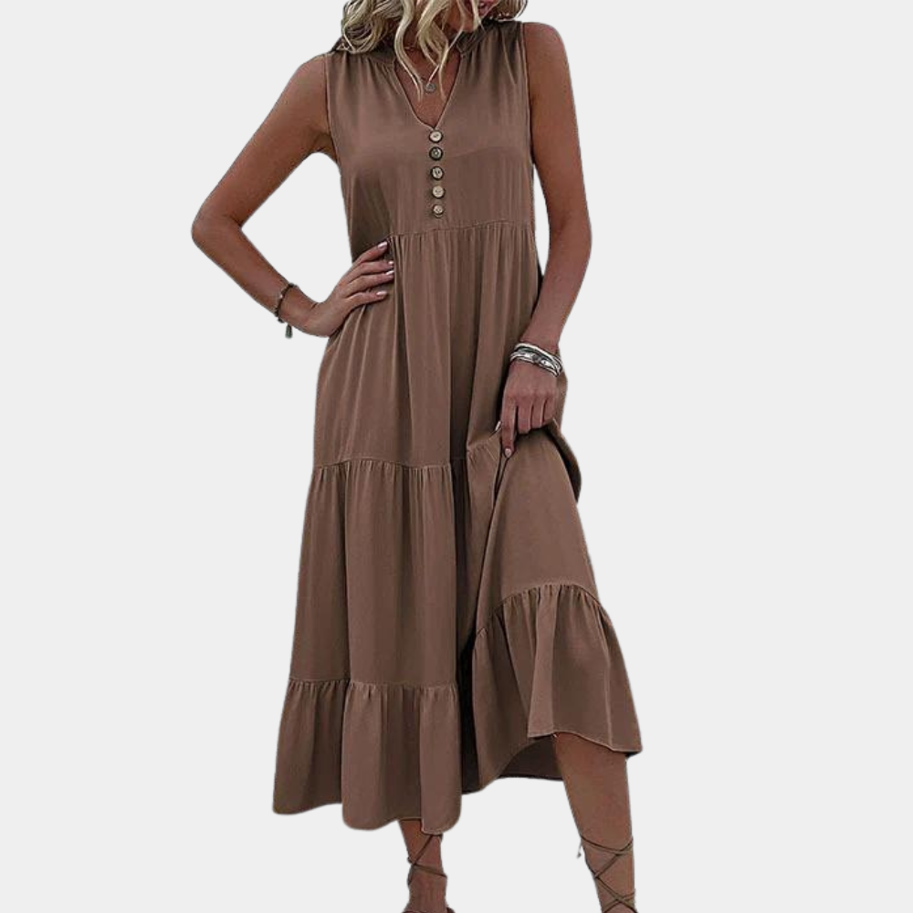 Ksenija - Lässiges Kleid mit V-Ausschnitt für Frauen