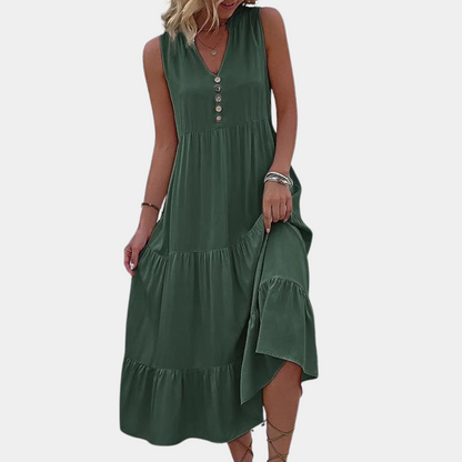 Ksenija - Lässiges Kleid mit V-Ausschnitt für Frauen