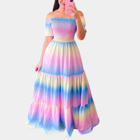 Schulterfreies Kleid mit Lagenlook für Frauen