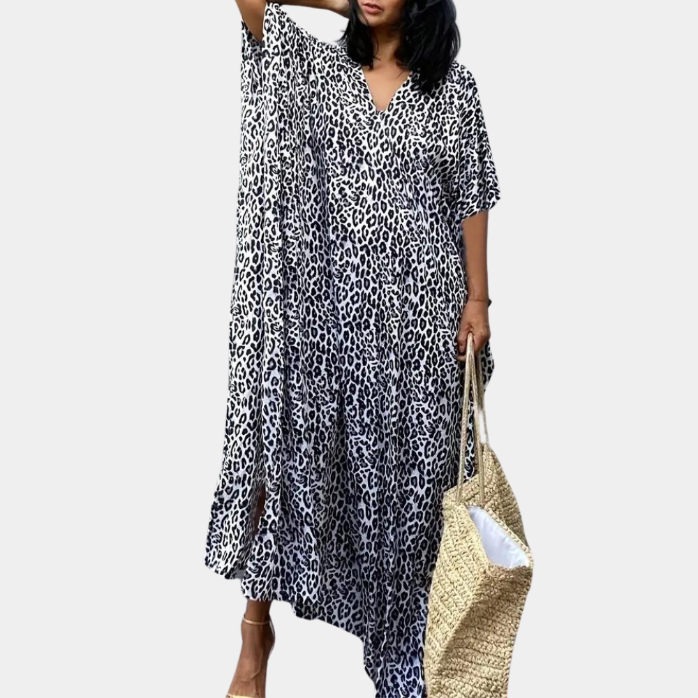 Leopardenmuster Maxikleid für Frauen