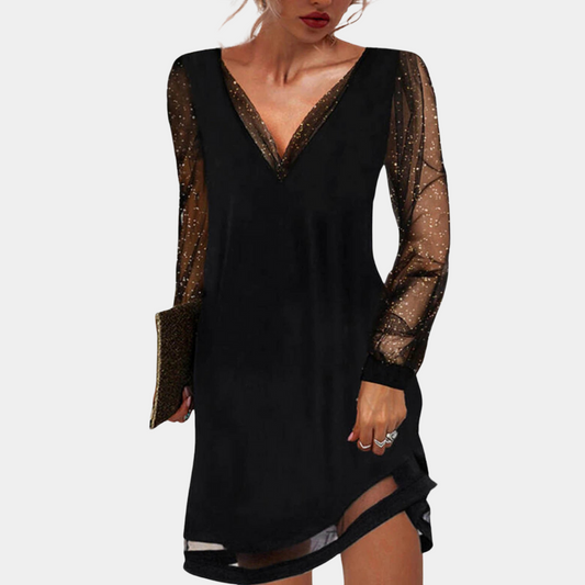 Modernes Frauenkleid mit V-Ausschnitt