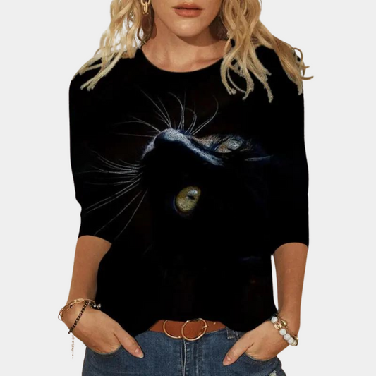 Lotte - Bluse mit Katzenmuster für Frauen