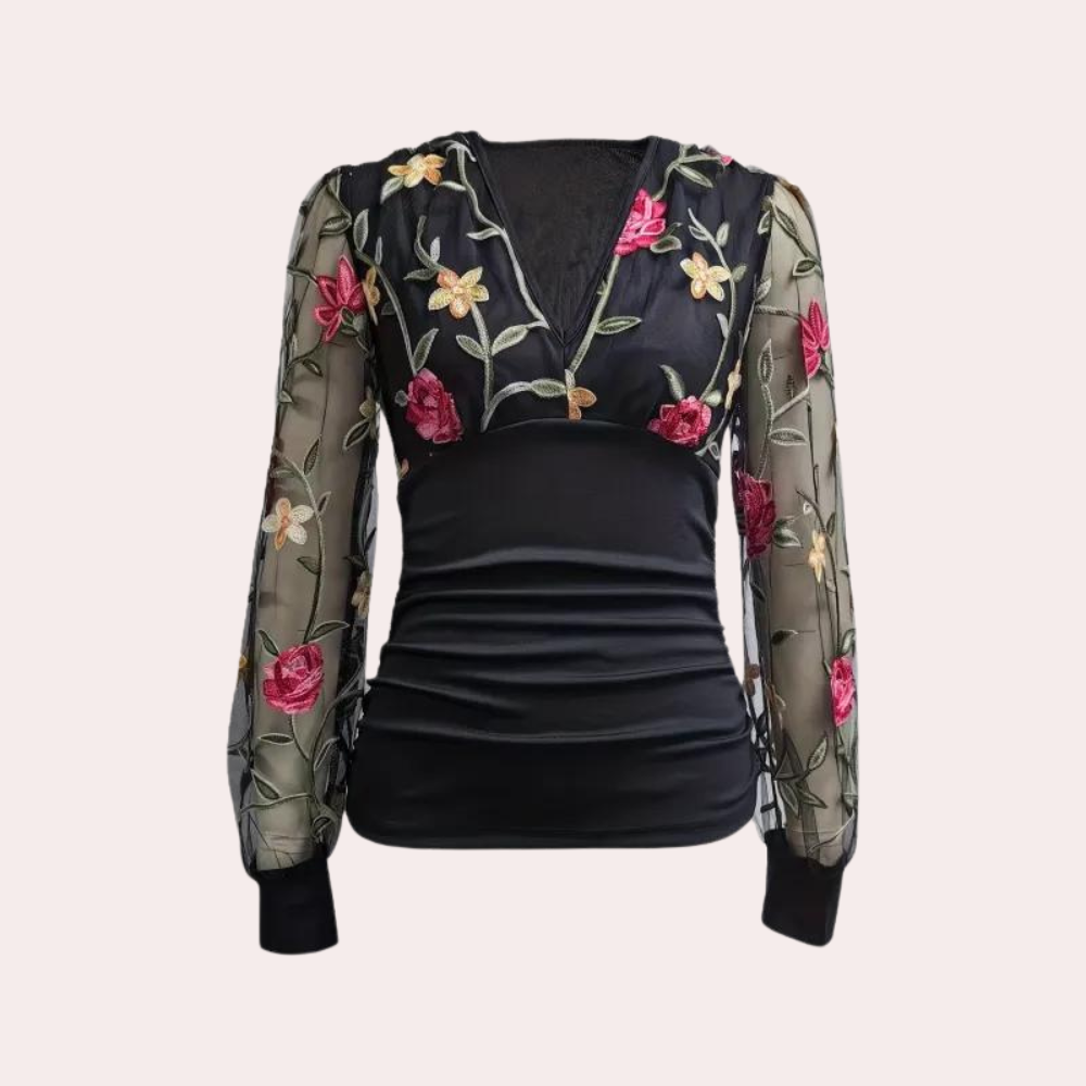 Elegantes Damentop mit floraler Stickerei
