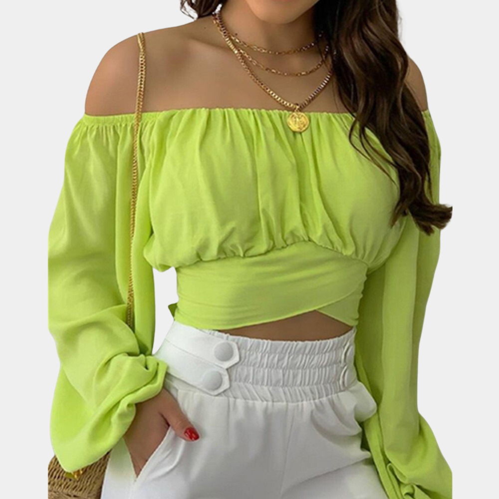 Schulterfreie langärmelige Bluse für Frauen