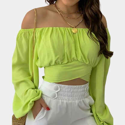 Schulterfreie langärmelige Bluse für Frauen