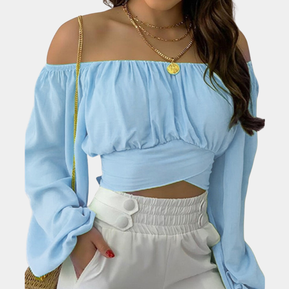 Schulterfreie langärmelige Bluse für Frauen