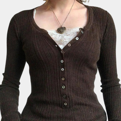 Melka - Langärmeliges gestricktes Damenoberteil