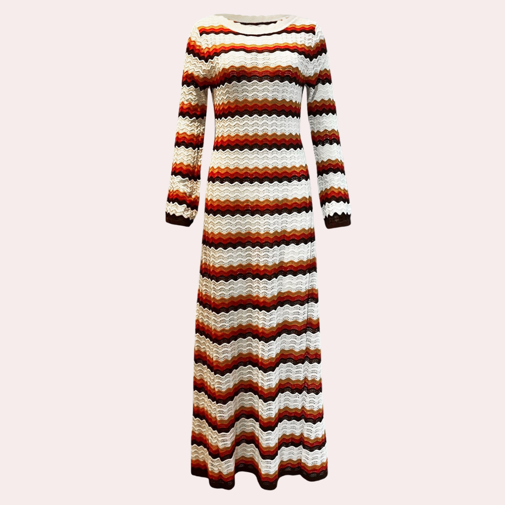 Modisches Strickkleid mit Streifen für Frauen