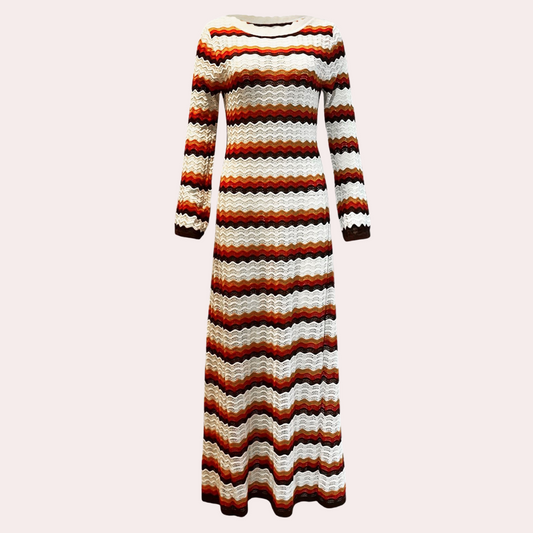 Modisches Strickkleid mit Streifen für Frauen