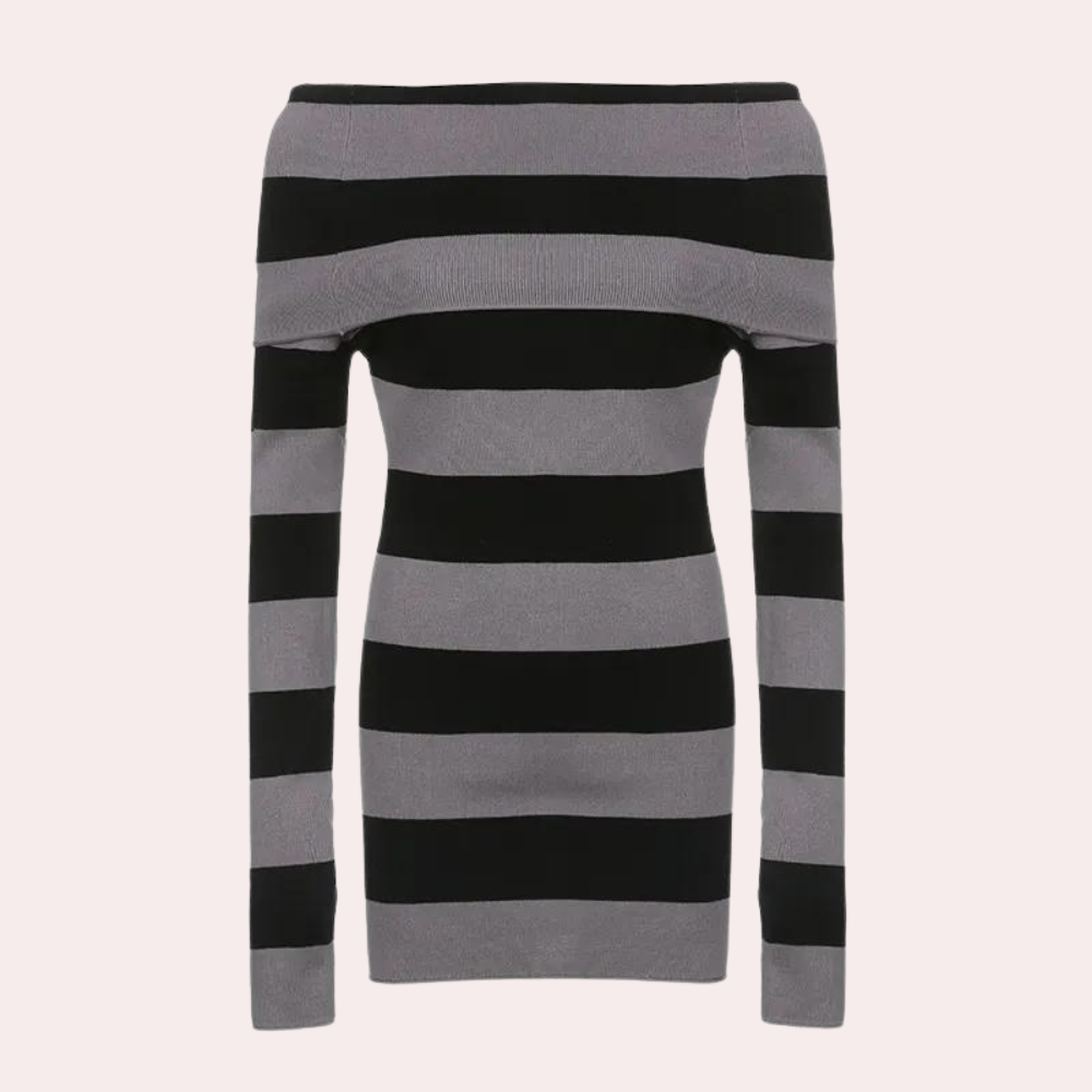 Stylisches gestricktes schulterfreies Minikleid für Frauen