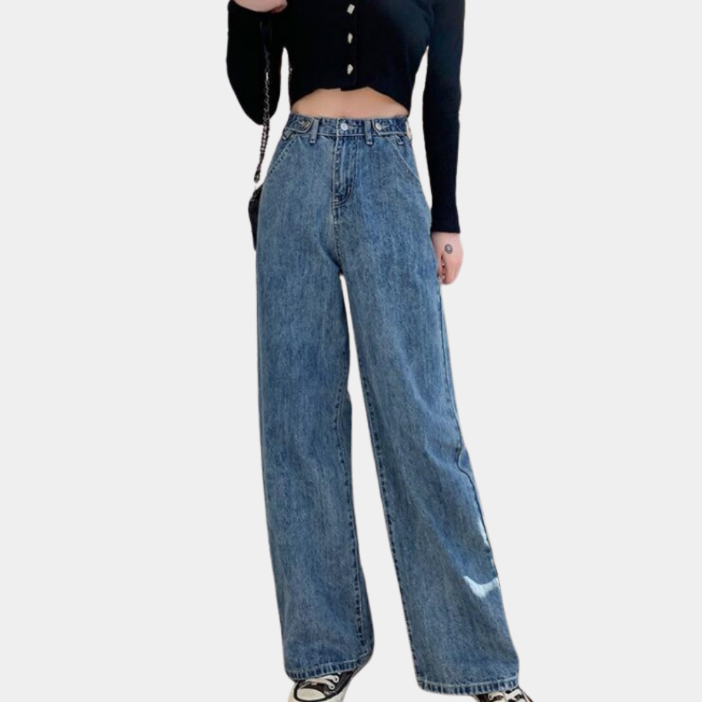 Weit geschnittene Damenhose mit hoher Taille