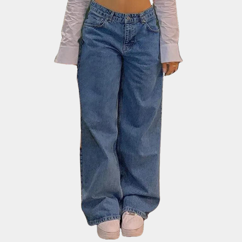 Niedrig taillierte und weite Damenjeans