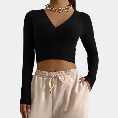 Modisches langärmeliges Crop-Top für Frauen