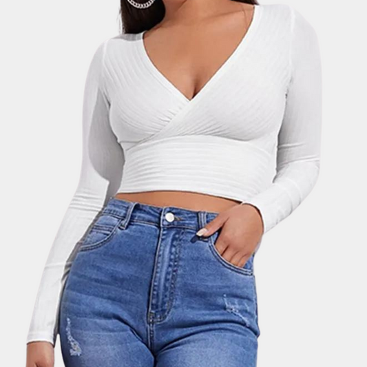 Modisches langärmeliges Crop-Top für Frauen