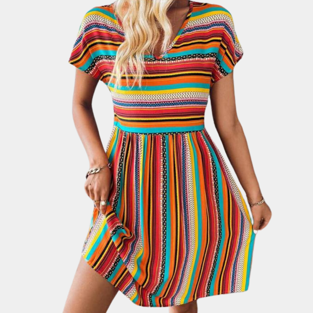 Bequemes gestreiftes Kleid für Frauen