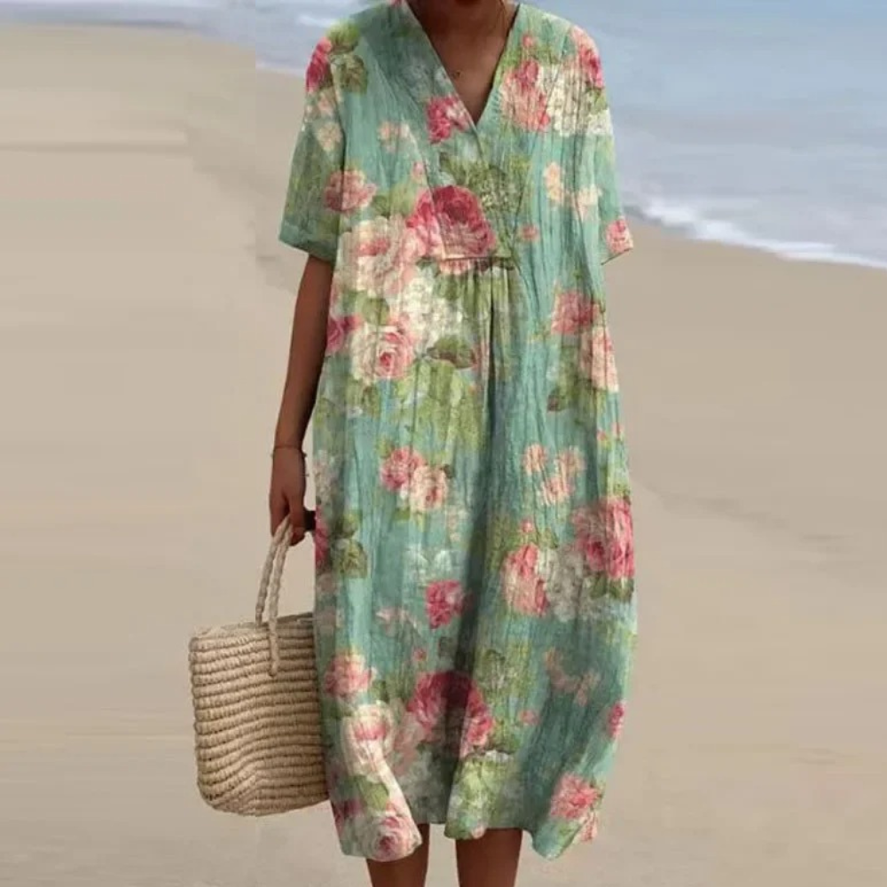 Buntes geblümtes Kleid für Frauen