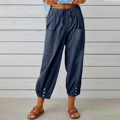 Lässige Damenhose mit weitem Bein