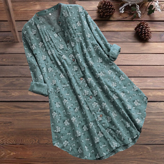Elegante und lange geblümte Bluse für Frauen