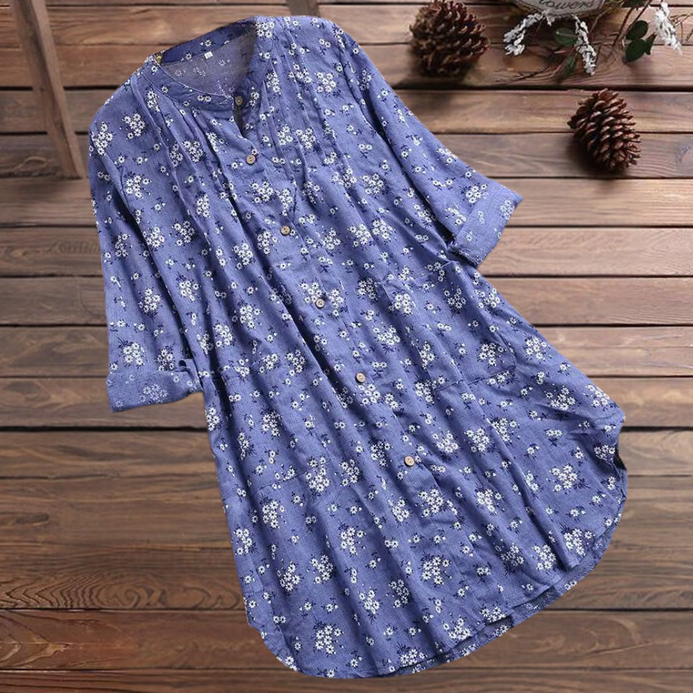 Elegante und lange geblümte Bluse für Frauen