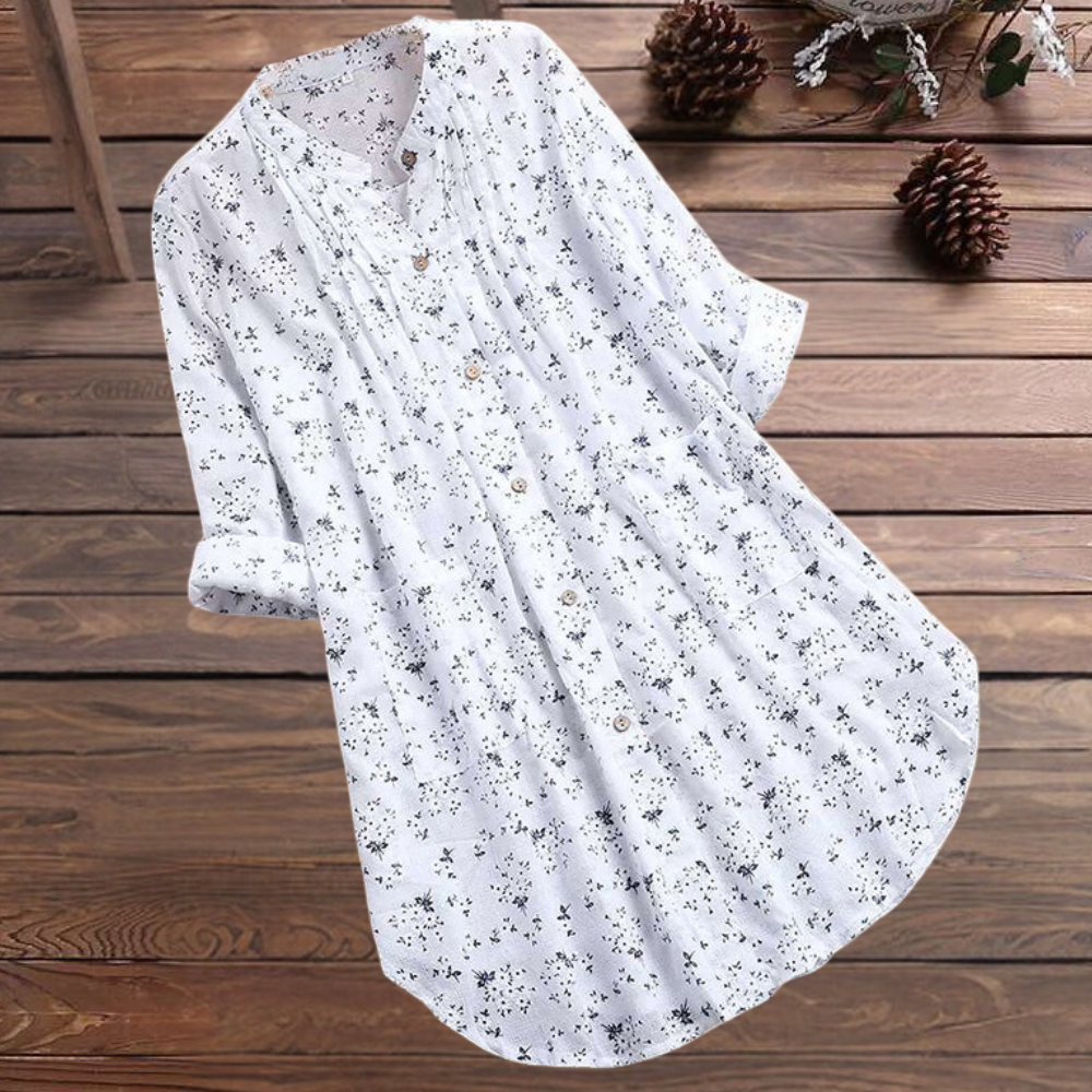 Elegante und lange geblümte Bluse für Frauen